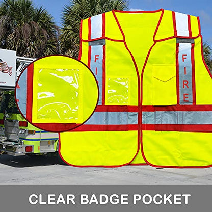 VIEWBRITE Reflective Class 2 Fire Vest Lime Green - 5 Point Breakaway High Visibility Yellow Fire Fighter Vest - color: Reflective Yellow, size: Medium-Large