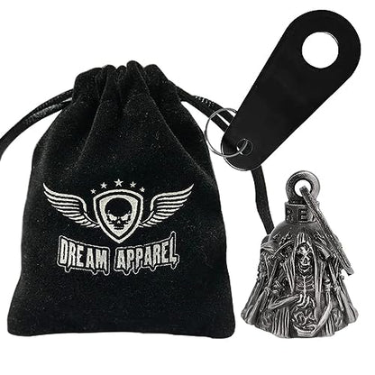 Dream Apparel Motorcycle Bell Guardian Angel Drive Away Gremlin, Biker Bell for Men Women Rider Riding, Good Luck Gift - color: Grim Reaper 03