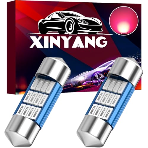 XINYANG 2PCS DE3175 Festoon LED Car Bulb 31mm 1.22in Canbus No Error LED Light Bulb Extremely Bright 12SMD 4014 Chipsets DE3021 LED Lamp for License Plate Dome Map Door Courtesy Lights,Red - color: Red, size: DE3175 31mm