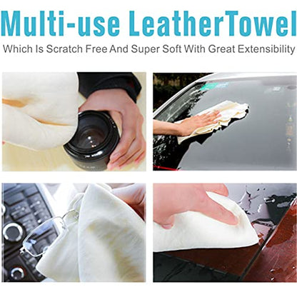 Absorber Towel for Car Chamois Drying Towe Cleaning Accessories, Leather Chamois Cloth Natural Shammy Drying Towel Dryer for Car Wash Care, Super Absorbent（3 Pack） - size: 26"L x 18"W