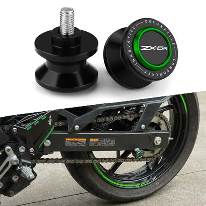 8MM Swingarm Spools Fit For NINJA ZX-6R - 2023 2024 2025 Rear Frame Stand NINJA ZX 6R Swingarm Spools Frame Sliders 2023 ZX6R Accessory 2024 ZX6R Accessories 2025 ZX-6R Spool GN - color: green