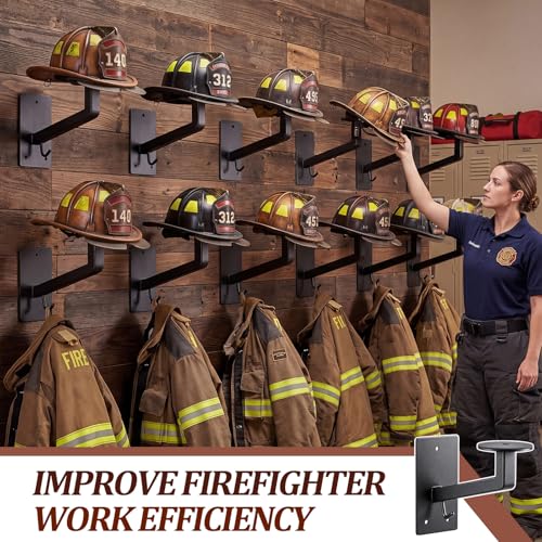 Novabright 1 Pack Firefighter Helmet Rack Wall Mount, Iron Motorcycle Helmet Display Holder Wall Mount for Fire Station Gear Organization Bike Tactical Baseball Skiing Helmets, Black