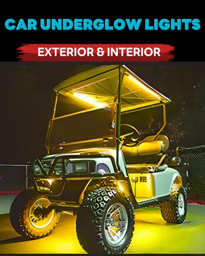 12V Led Light Strip Connectable 24Inch Amber Led Strip Lights for Car Underglow Kit Golf Cart Motorcycle Boat Cabinet Waterproof Led Light Strip,4Pack - color: Yellow Led Strip