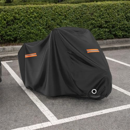 190T Waterproof Motorcycle Cover, Thickened Oxford Motorbike Cover with Lock Hole & Reflective Strips, All-Weather Outdoor Protection for Motorcycles