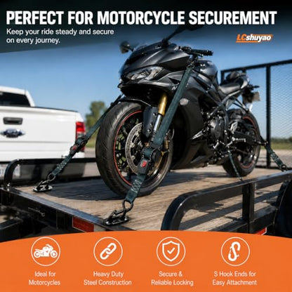 Heavy Duty Retractable Ratchet Tie Down Straps 2" x 13FT 2 Pack, 3500 lbs Break Strength Cargo Straps with Safety Lock S Hooks, No Tangle Tie Downs for Trailer Truck Motorcycle ATV Moving - color: Black