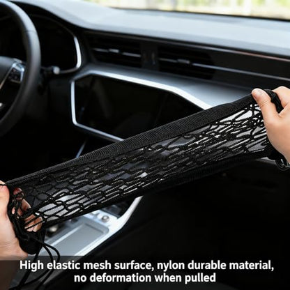 Cargo Net for Motorcycle Helmet Storage, 10"X11" High-Elastic Double Layer Bungee Net with 4 Adjustable Hooks, Luggage Strap Rack Expansion Organizer Pocket for Motorbike Trike Cycle