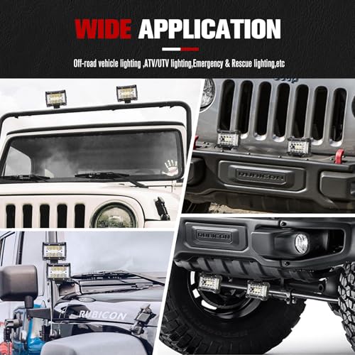 FIERYRED Side Shooter LED Pods 4 Inch Spot Flood Combo LED Light Bar,60W 8000LM Work Lights Off Road Driving Fog Bumper Vehicle Headlights for ATV UTV Truck Boat,IP68,(2pcs) - size: 4 Inch