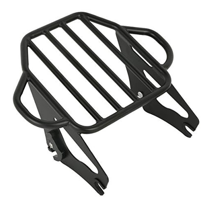 XFMT Motorcycle King Detachable Two-Up Luggage Rack for Harley Touring Road King Street Glide Road Glide Electra Glide 2009-Later, Flat Black - color: Harp-Shape Luggage Rack-Matte Black