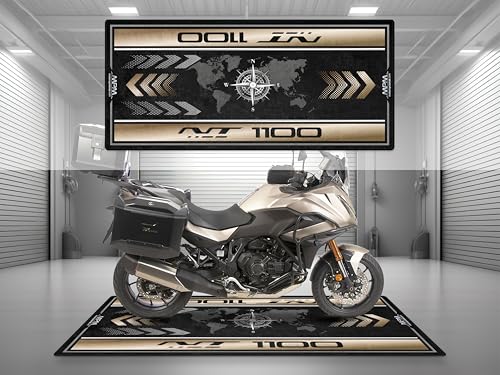 MPM Motorcycle Mat for NT1100 - Washable Non - Slip Oil & Water Resistant Parking Pitmat for Garage, Showroom, Workshop Use (Warm Ash Metallic, Size 2: 102 x 47/260 x 120 cm) - color: Warm Ash Metallic, size: Size 2: 102 x 47/260 x 120 cm