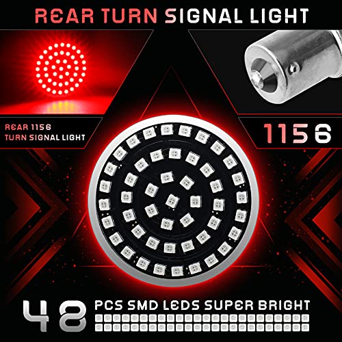 Led Turn Signal Lights 1157 Front + 1156 Rear Blinkers with Smoked Lens for 2 Inch Bullet Housing Compatible with Harley Dyna Sportster Softail Road Street Glide Road King Cruiser Turing - color: Smoked Lens