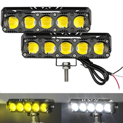 Motorcycle LED Spotlight Yellow/White Hi-Low Combo Beam LED Driving Fog Light Bar, 2Pcs 6.5Inch Offroad Driving Lights Pod Lamp Work Auxiliary Lights for Trucks, Vehicles, ATVs,UTVs, Tractors - size: Single Row