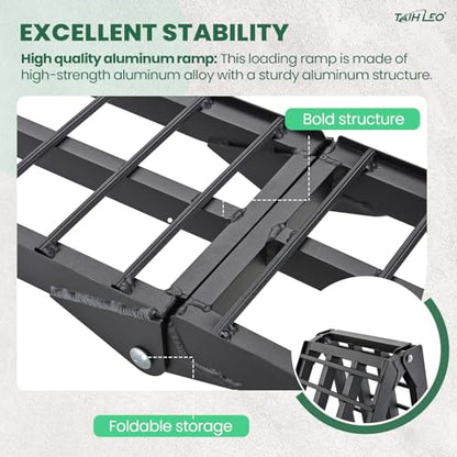 10ft Motorcycle Ramp - 600lb Capacity - Portable Loading Ramp for Motorcycles, Dirt Bikes, Bicycles - 120"x11.6" Black Ramp - size: W:11.6"