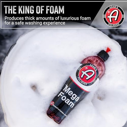 Adam’s Mega Foam (16oz) - pH Neutral Car Soap For Car Washing, Concentated For Wash Bucket, Foam Gun, Won't Strip Car Wax or Ceramic Coatings - size: 16 fl. oz