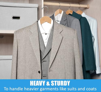 Amber Home 6 Pack Wide Shoulder Wooden Suit Hangers, Natural Wood Coat Hangers with Non Slip Pants Bar, Clothes Hangers for Jackets, Sweaters, Pants & Heavy Clothes (Natural, 6 Pack) - size: Natural