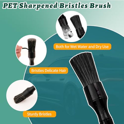 7PCS Car Detailing Brush Set, Ultra Soft Boars Hair Car Interior Detailing Brushes, Car Interior Detailing Kit for Cleaning Interior or Exterior, Car Accessories Interior Tools