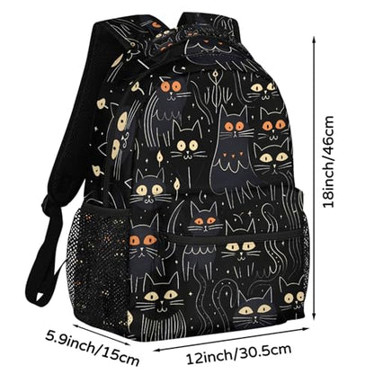Lightweight School Backpack, Black Cats Large Capacity Bookbag, Waterproof Travel Bag Casual Daypack for Men Women Adults - color: Black Cats