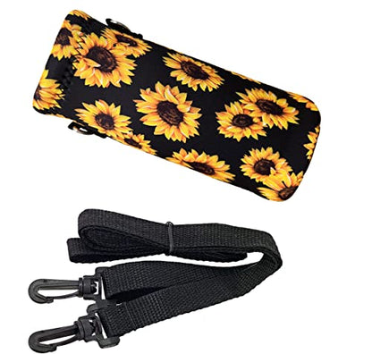 RICHEN Neoprene Water Bottle Carrier Bag with Adjustable Shoulder Strap,Insulated Water Bottle Cover for Stainless Steel/Glass/Plastic Bottles - color: Sunflowers, size: 750ml