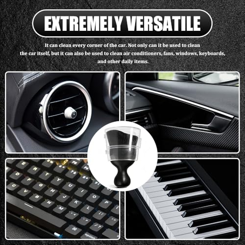 Car Detailing Brushes, Car Cleaning Brush, Auto Interior Soft Bristles Curved Cleaning Brush, Auto Detailing Dusting Tool Universal for Dashboard Air Conditioner Vent Computer (Black) - color: Black