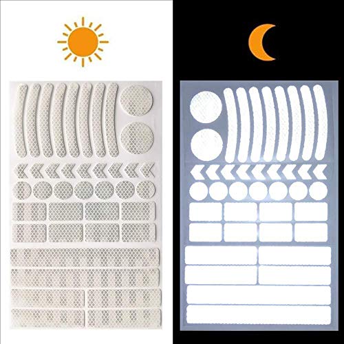 DXMWWTP 42Pcs Reflective Stickers, Reflective Helmet Bicycle Stickers, Driveway Reflectors, BikeReflective Tape, NightSafety Stickers for Bicycle, Motorcycle, Wheelchairs, Scooter - color: White