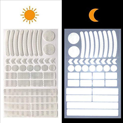 DXMWWTP 42Pcs Reflective Stickers, Reflective Helmet Bicycle Stickers, Driveway Reflectors, BikeReflective Tape, NightSafety Stickers for Bicycle, Motorcycle, Wheelchairs, Scooter - color: White