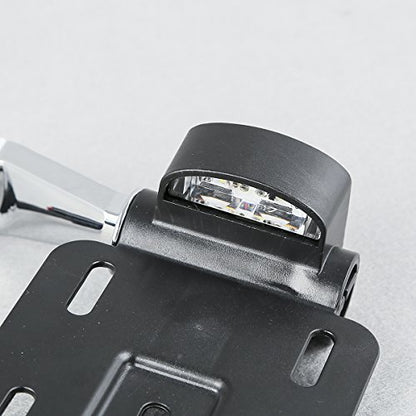 TCT-MT LED Light Side Mount License Plate Collapsible Fit for Harley Sportster XL 2004-2016 Forty Eight XL1200X Iron 883 XL883N Custom XL1200C Nightster XL1200N Roadster XL1200R Black