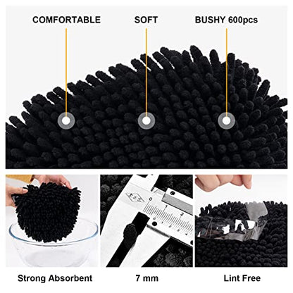 Ordenado 62" Car Wash Brush Kit Mitt Mop Sponge with Long Handle Chenille Microfiber Car Cleaning Brush Kit Supplies Car Washing Mop Kit Car Care Kit of Scratch-Free Replacement Head for Car RV Truck - color: C-black