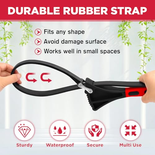 2-Piece Rubber Strap Adjustable Wrench Set Diameter 4" and 6", Oil Filter Pipe Jar Opener Strong Grip Plumbers Universal Spanner for Drain Sewer Cap Sink Pliers Nut Shower Head Valve Removal - style: 2-Pc Strap Wrench Set - Red