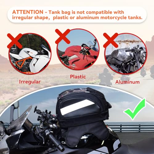 Dracarys Motorcycle Tank Bag - Oxford Saddle Black Motorbike Bag - Strong Magnetic Bag for Honda Yamaha Suzuki Kawasaki Harley - size: 28Liter