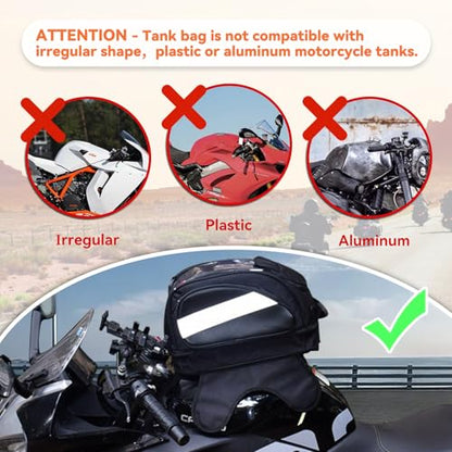 Dracarys Motorcycle Tank Bag - Oxford Saddle Black Motorbike Bag - Strong Magnetic Bag for Honda Yamaha Suzuki Kawasaki Harley - size: 28Liter