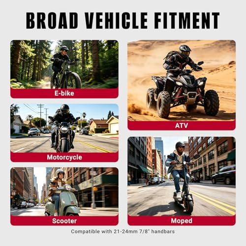 Motorcycle Mirrors For Handlebars With Phone Mount, Impact-Resistant ATV Mirrors, Adjustable Universal Rear View Mirrors Compatible With Honda Yamaha Suzuki Kawasaki E-Bike ATV Mopeds Scooter Cruiser