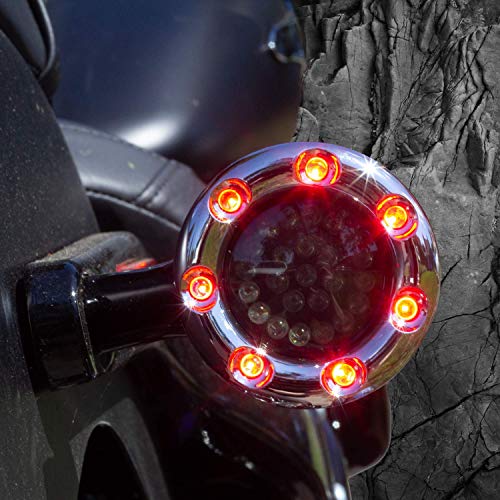 Eagle Lights Infinity Beam 2 Inch Rear LED Turn Signals and Brake Lights with LED Ring Covers Compatible With Harley Davidson® Motorcycles - Chrome / 1157 Base - color: Chrome