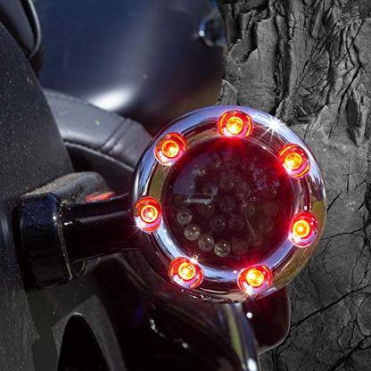 Eagle Lights Infinity Beam 2 Inch Rear LED Turn Signals and Brake Lights with LED Ring Covers Compatible With Harley Davidson® Motorcycles - Chrome / 1157 Base - color: Chrome