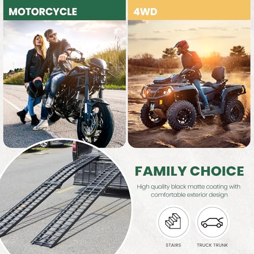 10ft Motorcycle Ramp - 600lb Capacity - Portable Loading Ramp for Motorcycles, Dirt Bikes, Bicycles - 120"x11.6" Black Ramp - size: W:11.6"