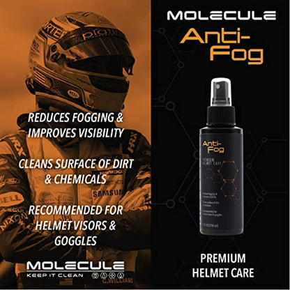 Molecule Helmet Care Kit | Complete Helmet Cleaning System | Anti-Fog, Cleaner Polish, Refresh & Rain Repel | For Helmets, Visors & Goggles | 4 oz + 3 Microfiber Towels
