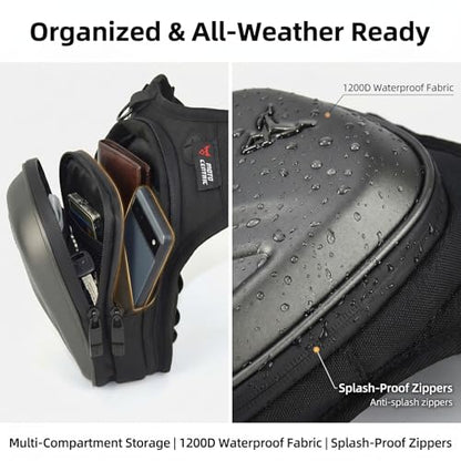 Hard Shell Motorcycle Drop Leg Bag, Expandable Thigh Pack for Men, Water-Resistant Hip Waist Pouch for Riding, Tactical Hiking & Daily Commute, 2-3.2L Capacity (Black) - color: Black