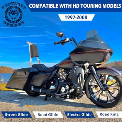 Adjustable Detachable Backrest Sissy Bar Passenger Quick Release Fits for Harley Touring Road King Electra Glide Street Glide FLHR FLHX FLHT FLTR 1997-2008(chrome Finish) - color: 97-08 Chrome-M
