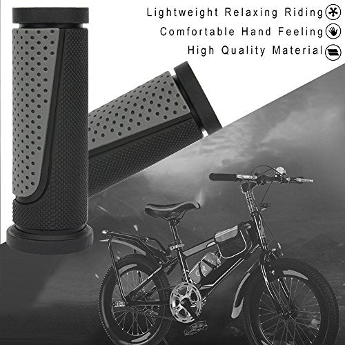 TOPCABIN Bike Handlebar Grips,Short Mini Bicycle Handlebar Grips Two-Color Rubber Bike Grips Fit Many Standard Bikes 2PCS 90MM Length - color: Black + Grey - 90mm