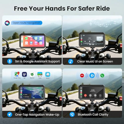 Wonvon 6.25" Motorcycle CarPlay Display Wireless Apple CarPlay | Android Auto GPS Navigation, 2K Dual Dash Cam, IP69 Waterproof, Anti-Glare Screen, Quick Release Mount - color: 6.25 Inch for 99% Motor
