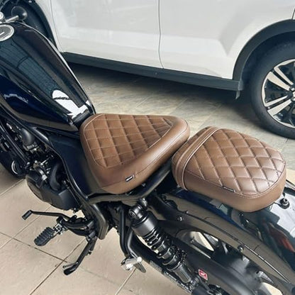 Touring Soft Leather Front Driver Seat Cushion Pad Rear Passenger Pillion Seat fit for Ho-nda Rebel CMX 300 CMX 500 2017 2018 2019 2020 2021 2022 2023 2024 (1 Set-Brown) - color: 1 Set-Brown
