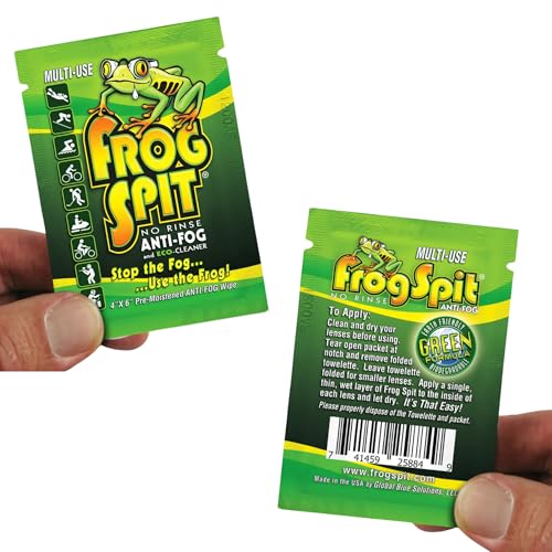 Frog Spit Pre-Moistened Anti-Fog Wipes | 100-Pack | Individually Packaged Travel Anti Fog Wipes for Glasses, Goggles, Face Masks, Helmet Face Shields - size: 1 Count (Pack of 100)