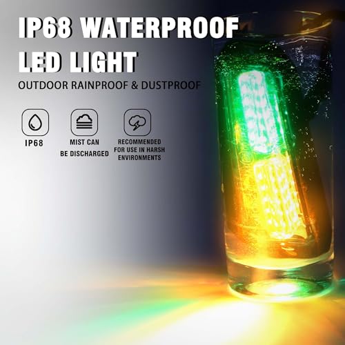 WINECO 8PCS LED Strobe Lights kit12V Sync Feature Green Amber 12LED Emergency Hazard Warning Lights with Strobe Controller for Trucks Vehicles ATV RV Cars Van - color: GREEN AMBER