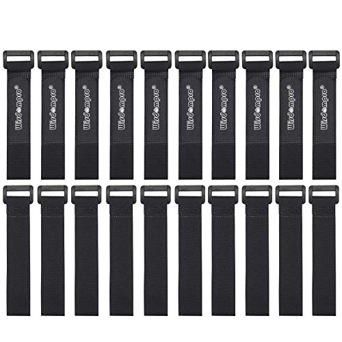 20 Pack 0.8 x 8 Inches Hook and Loop Reusable Fastening Cable Tie Down Straps by Wisdompro - Reusable, Durable Functional Ties to Keep Your Home, Office, Workspace from Tangled Messes of Cords - size: 0.8 x 8 Inch, 20 Pack