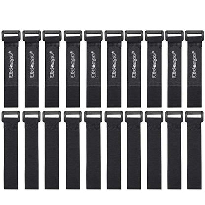 20 Pack 0.8 x 8 Inches Hook and Loop Reusable Fastening Cable Tie Down Straps by Wisdompro - Reusable, Durable Functional Ties to Keep Your Home, Office, Workspace from Tangled Messes of Cords - size: 0.8 x 8 Inch, 20 Pack