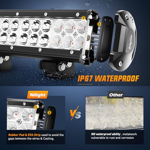 Nilight LED Light Bar 12 Inch 72W Spot Flood Combo Red Beam Off Road Lights Fishing Hunting Emergency Deck Boat Work Lighting for Trucks UTV Pick-up Van Boat Tractor - color: Red