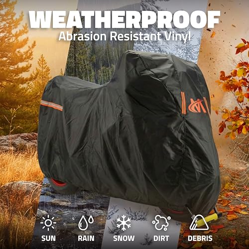 Mockins 91"x49"x39" Large Motorcycle Cover Heavy Duty Dual-Layer Fit | Motorcycle Cover Waterproof Outdoor 250G PVC + Soft HD Cotton For Midsize Cruisers, Sport-Touring & Retro Models Up to 91" - size: Motorcycle - Large - 91"x49"x39"