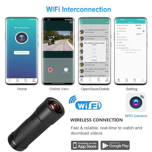 VSYSTO 2K Motorcycle Helmet Camera, 170° Super Wide Angle, Smile Face Spectral Light, Remote Control, WiFi, Waterproof, Night Vision, G-Sensor, Loop Recording