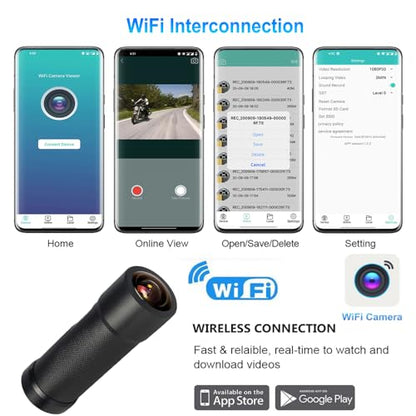 VSYSTO 2K Motorcycle Helmet Camera, 170° Super Wide Angle, Smile Face Spectral Light, Remote Control, WiFi, Waterproof, Night Vision, G-Sensor, Loop Recording