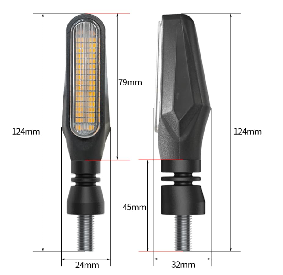 Motorcycle Indicators High Brightness Sequential Flowing Turn Signal Lights For DC12V Motorbike Scooter Off Road (Pack of 2) - size: 4.2Inch (Pack of 2PCS)
