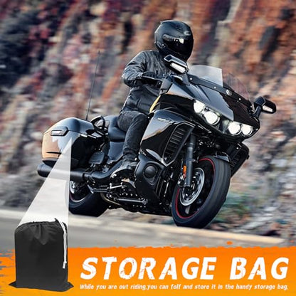 Motorcycle Half Cover with Elastic Hook and Reflective Strip Waterproof Dustproof Sunproof All-Weather Protection Suitable for Touring Models Road King Street Glide Road Glide and More(Black) - color: Black