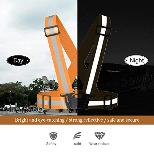 Reflective Vest Running Gear 3Pack, Adjustable Safety Vests High Visible Reflective Belt Straps - color: Pink,green,orang